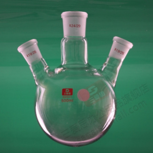 三爱思三口烧瓶500ml/19*24*19斜口 耐高温厚壁反应瓶 A03508
